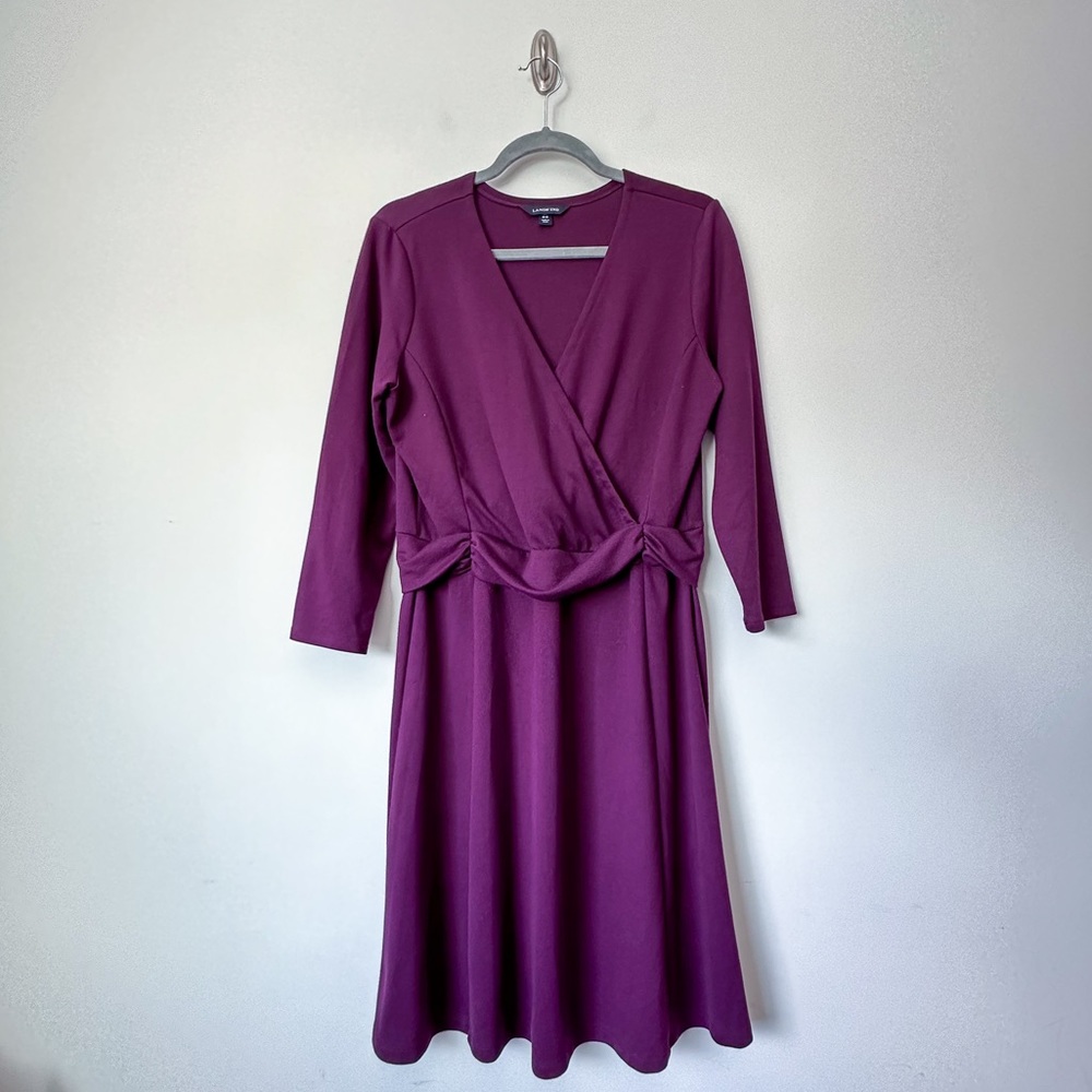 Lands End Purple V-Neck Midi Dress